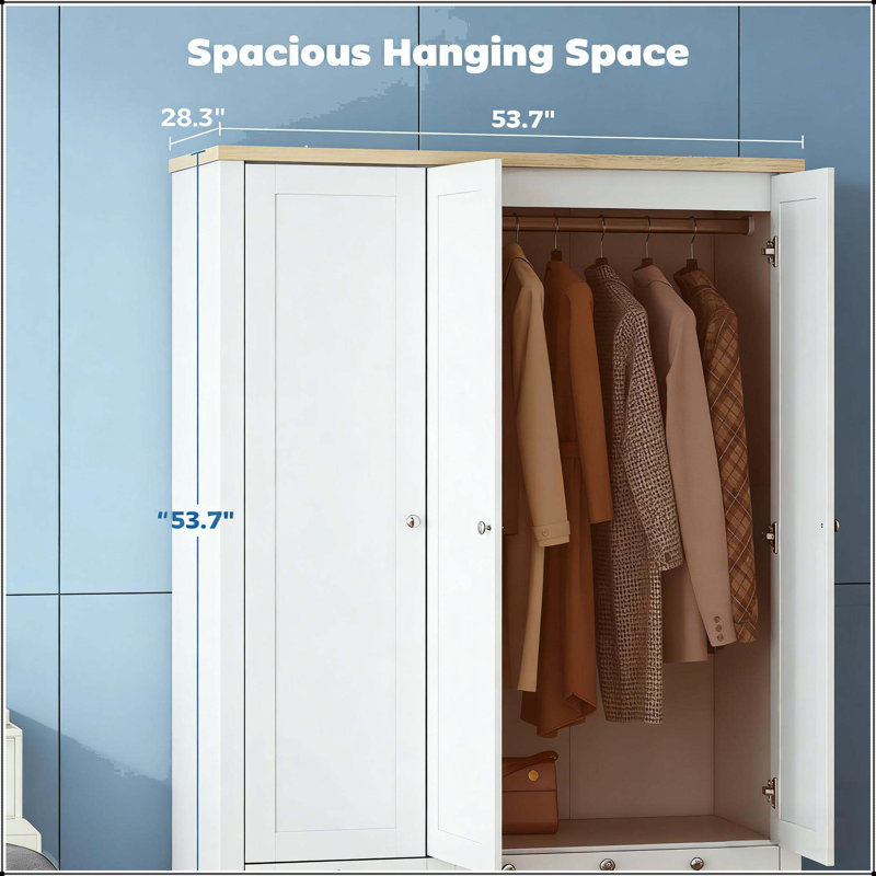 Armoire 3 portes avec tiroir verrouillable et sangles anti-basculement