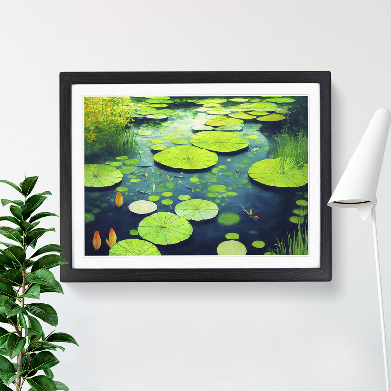 Impactful Pond - Single Picture Frame Print, 46cm H x 64cm W x 2cm D, Black