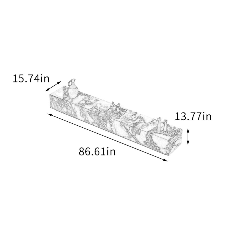Meuble télé avec 4 tiroirs en pierre frittée Simplicity, H 13,77 po x L 86,61 po x l 15,74 po