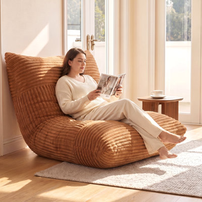 72" Corduroy Compression 3-in-1 Large Memory Foam Bean Bag Chair