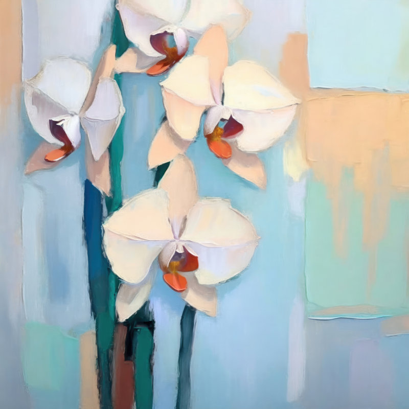 "Orchidée 2" sur toile, H 15 po x l 15 po