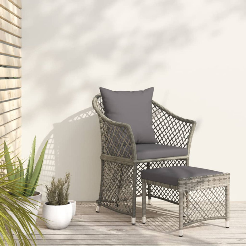 Chaise de patio avec coussins, gris, Gris foncé