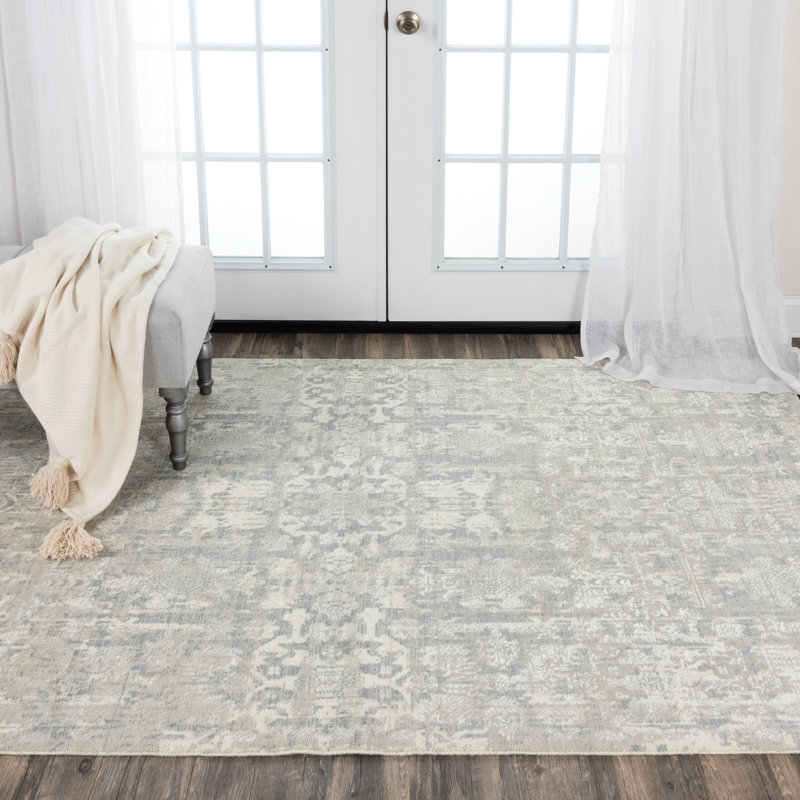 Tapis gris en laine Damask, Rectangle 8 pi x 10 pi