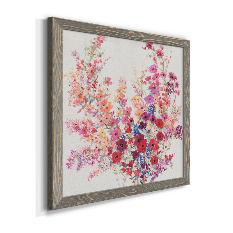 Fleurs sur une vigne II - Toile encadrée de qualité supérieure - prête à être accrochée, Cadre gris