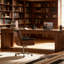 Bureau de 79 pouces de long au style minimaliste épuré, grain de bois brun, stable sur un sol inégal, longueur d'écriture facile à assembler, bureau spacieux, surfaces,
