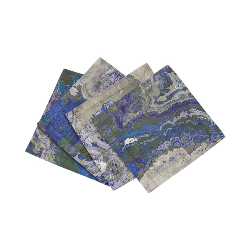 Agate Cotton Sateen Cocktail Napkins, Sodalite