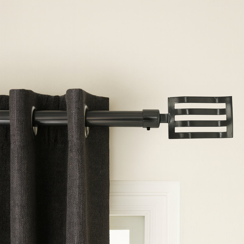 Wave Steel Adjustable Single Curtain Rod, Graphite