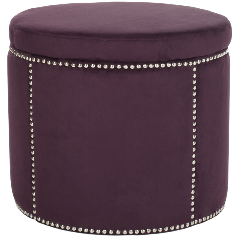 22cm Wide Cube Solid Colour Pouffe Ottoman with Storage, Plum
