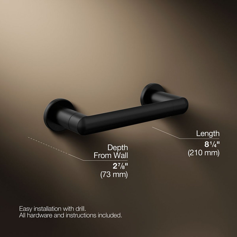 Porte-papier hygiénique mural pour salle de bain Kumin, Noir mat