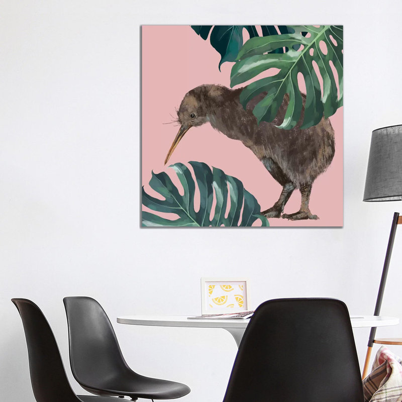 Kiwi Bird With Monstera by Big Nose Work - Wrapped Canvas Painting