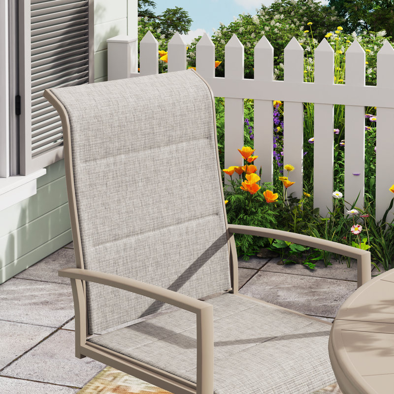 4-Person Outdoor Dining Set, Gray Woodlike/Cream