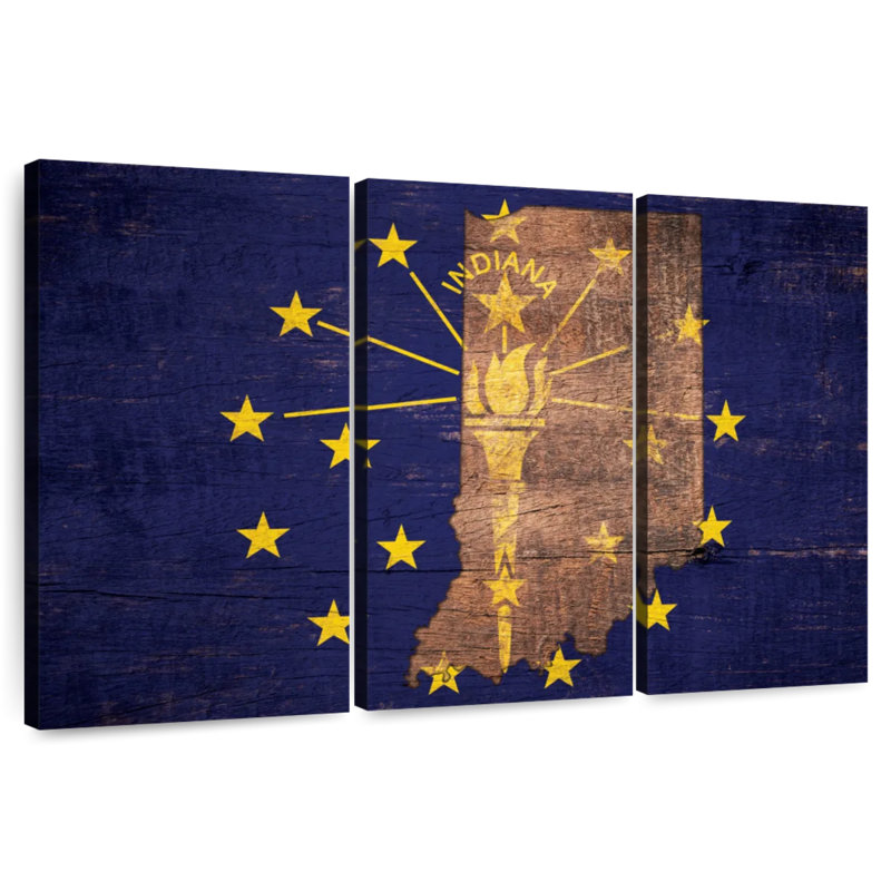 Carte d'État sur le drapeau de l'Indiana, H 28 po x l 45 po
