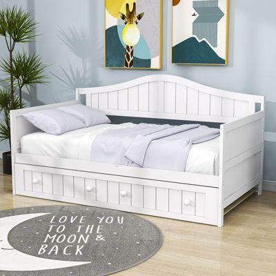 Twin Size Daybed,Wood Daybed With Trundle by Harriet Bee