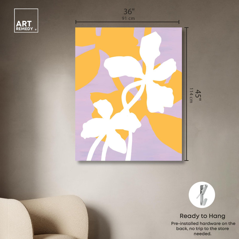 «Florida I», art mural abstrait sur toile, plantes à fleurs par Art Remedy, H 45 po x l 36 po, Toile tendue