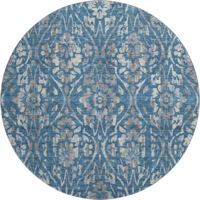Premium Machine Washable Prisco Blue Rug