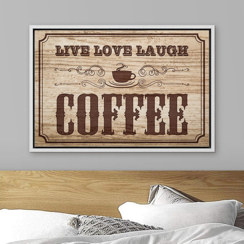 «Rustic Wooden Coffee Wall Decor - 'Live Love Laugh» Motif Modern Art »sur, Blanc, H 16 po x l 24 po