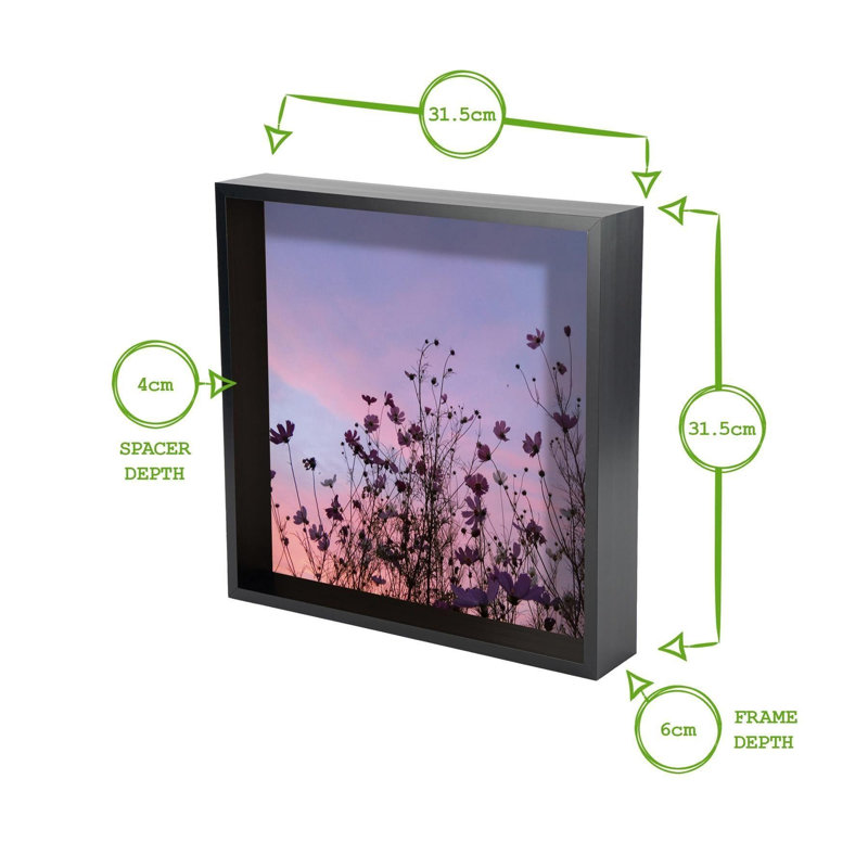 Nicola Spring - 3D Deep Box Photo Frames - Pack of 5, Black, 31.5cm H x 31.5cm W x 6cm D