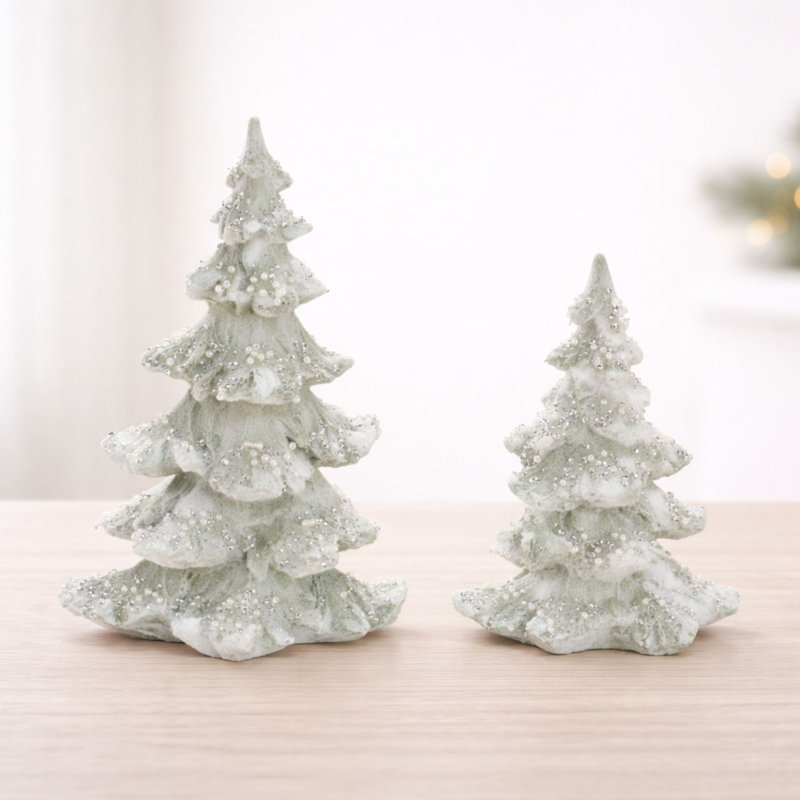 Arbres de Noël perlés et givrés