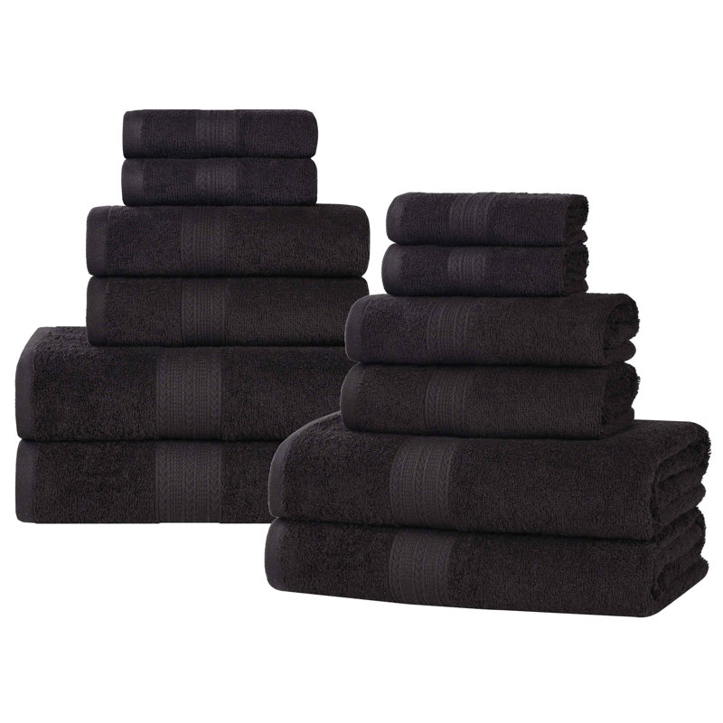 Ensemble de serviettes 100% coton durables, Noir