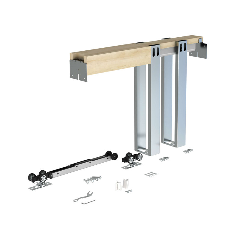 Soft Close and Open 24" to 36" Upright Universal Lightweight Pocket Door Frame for 2" x 4" Stud Wall,  84'' H x 36'' W 