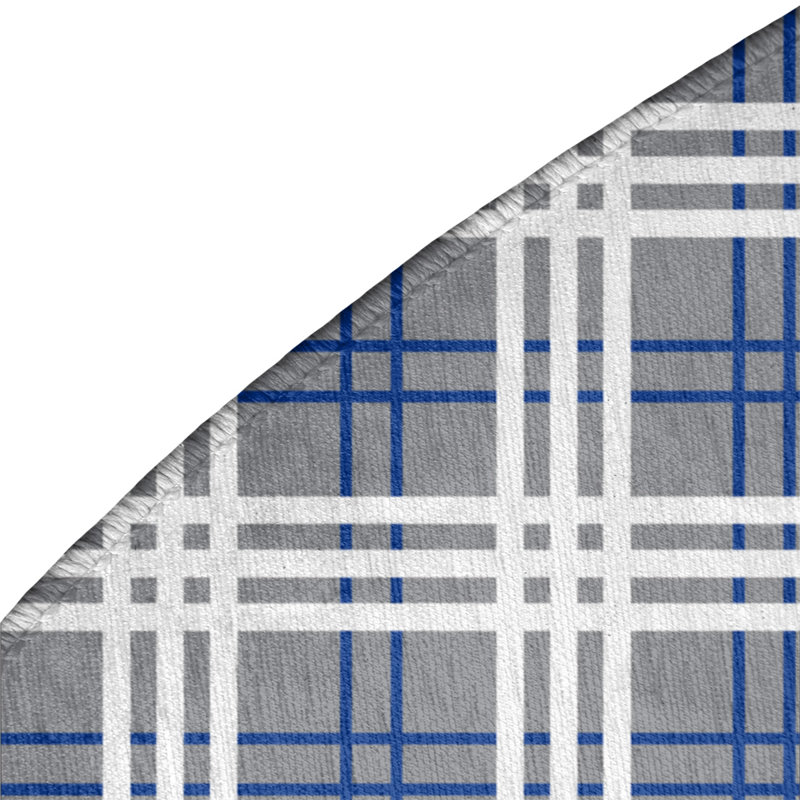 Tapis à carreaux gris, Rond 5 pi