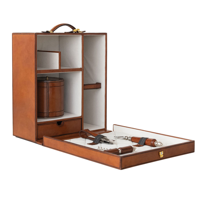Coffre de voyage en bois et cuir