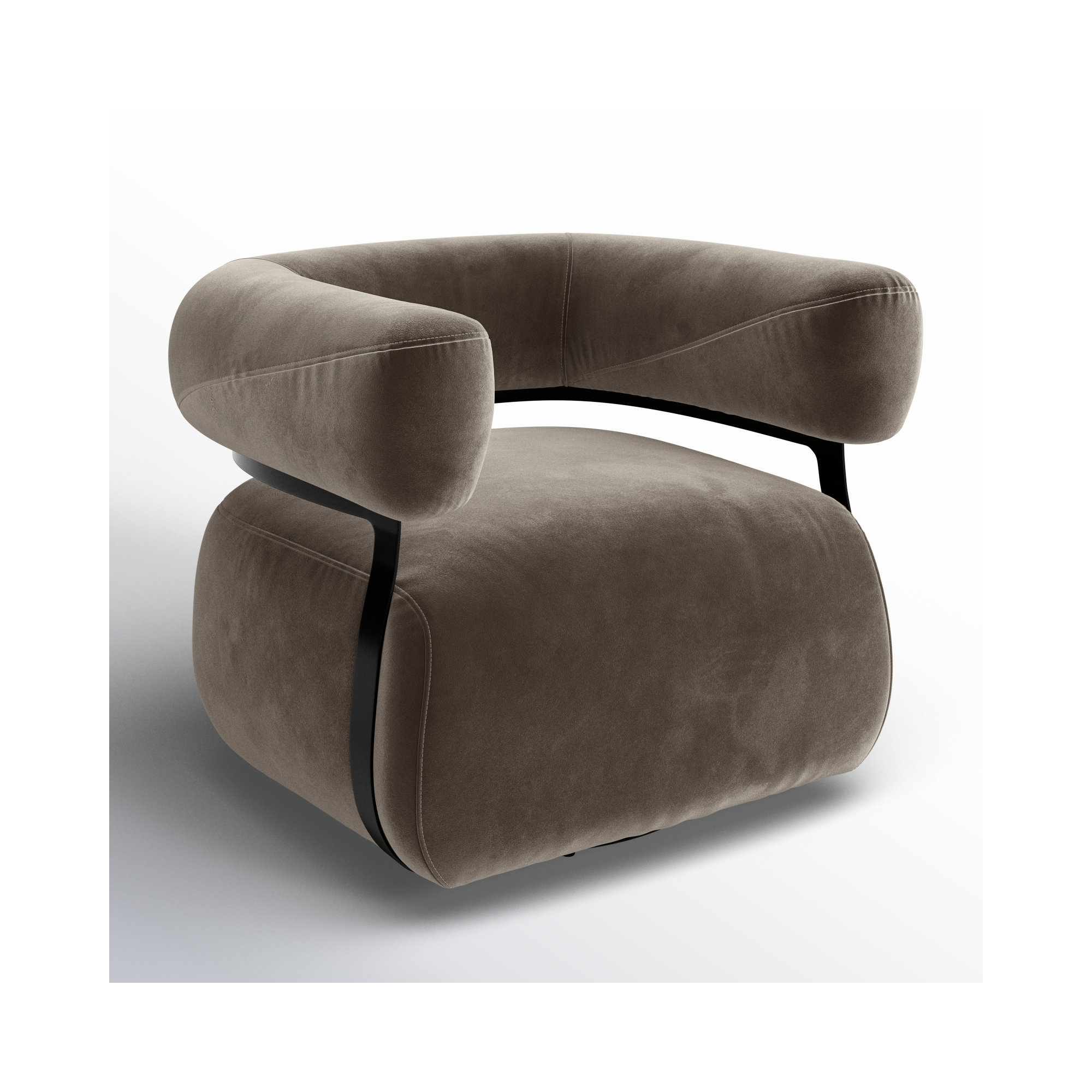 Lize Upholstered Swivel Barrel Chair, Surrey Fossil