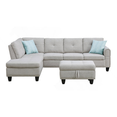 Alger 98" Wide Left Hand Facing Sofa & Chaise With Ottoman