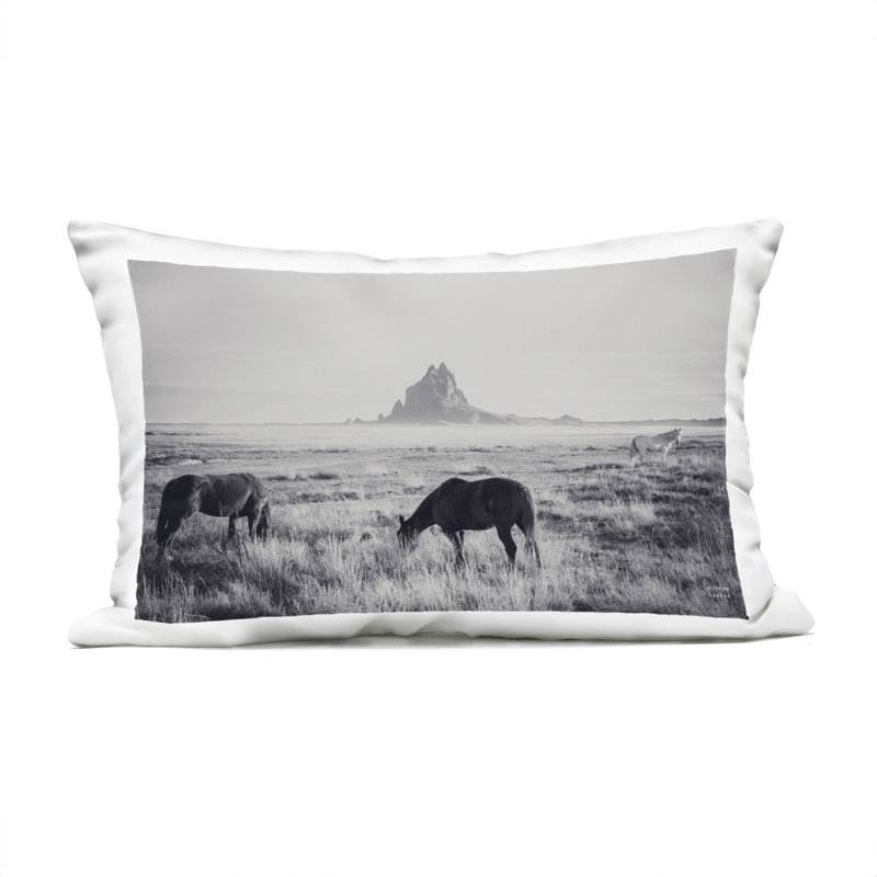 Coussin d'extérieur imprimé Quiet Atmosphere with Horse, par Nathan Larson
