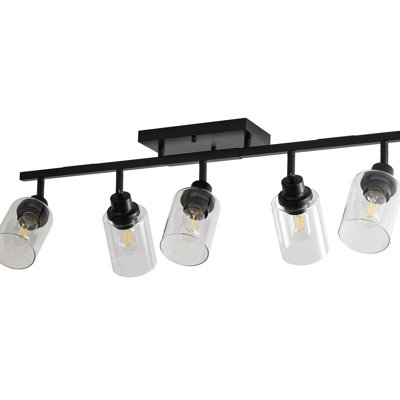 Luminaires noirs à 5 rails, éléments industriels modernes, projecteur rotatif, douille E26, à intensité variable, pour la cuisine, la salle à manger, l'ensemble d'intérieur, 5, multi-têtes réglables, rouille, décoration intérieure