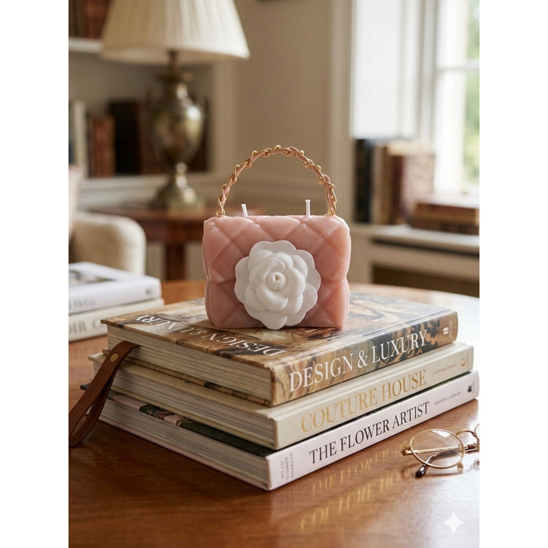 Petite bougie sculptée Camelia Pinky