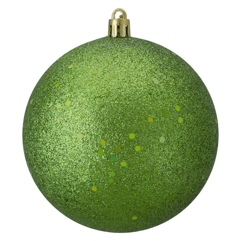 Ornement boule de Noël vert holographique incassable 4 po (100 mm)