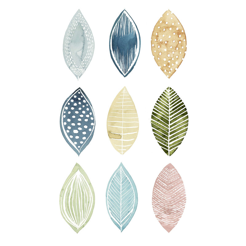 Feuilles à motifs I, H 12 po x l 8 po