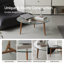Table basse avec plateau en verre et structure en bois massif