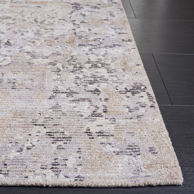Tapis beige / ivoire en laine et viscose touffetés à la main Kenia, Rectangle 9 pi x 12 pi
