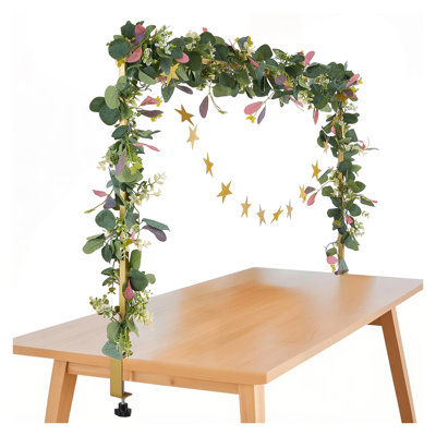 Support de tringle réglable au-dessus de la table avec pinces - Cadre en arche en métal doré pour décor de ballons, centres de mariage et décors de fête (28 po à 98 po)