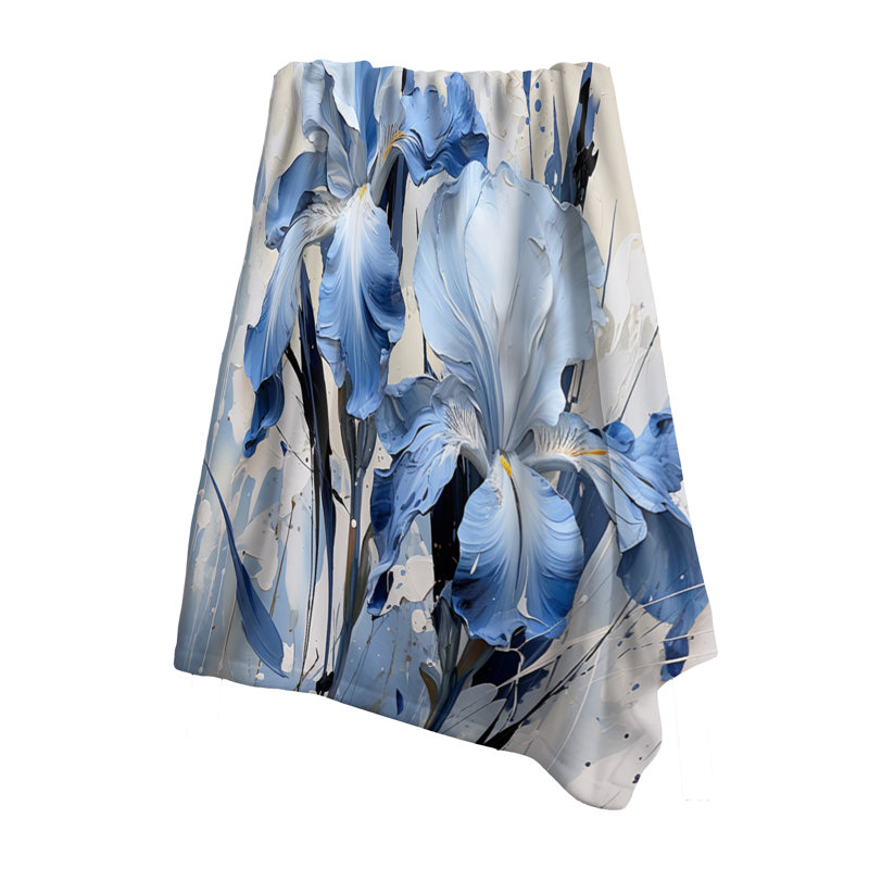 Couverture bleue et blanche Garden of Irises - Cozy Irises