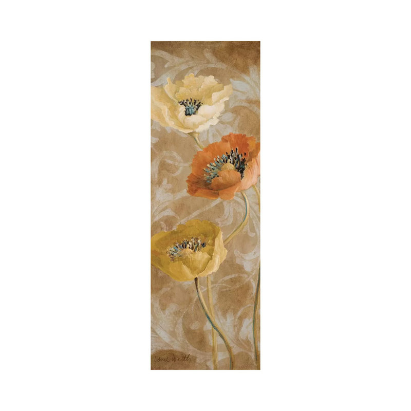 Poppies De Brun II 1 Piece Wrapped Canvas Panoramic Painting, 30.48 cm H x 91.44 cm W x 1.91 cm D