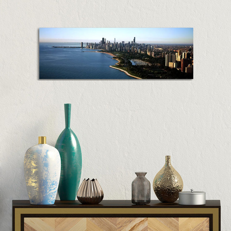 Skyscrapers At The Waterfront, Grant Park, Lake Michigan, Chicago, Cook County - Wrapped Canvas Panoramic Print