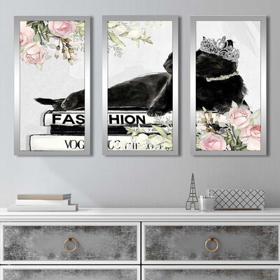 Cat Queen of Fashion by Jodi - 3 Piece Picture Frame Graphic Art -  Rosdorf Park, AA647DBD96D742B2A08D79C41816BF39