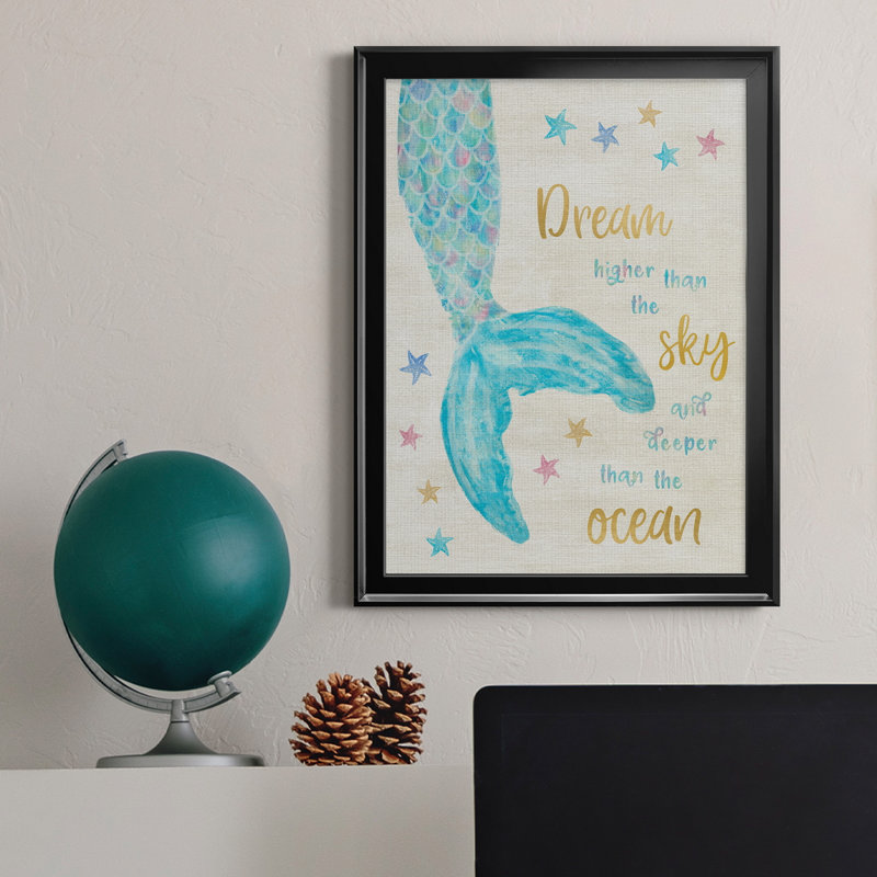 «Mermaid Dream», art textuel sur toile, Noir, H 18,5 po x l 24,5 po x P 1,5 po