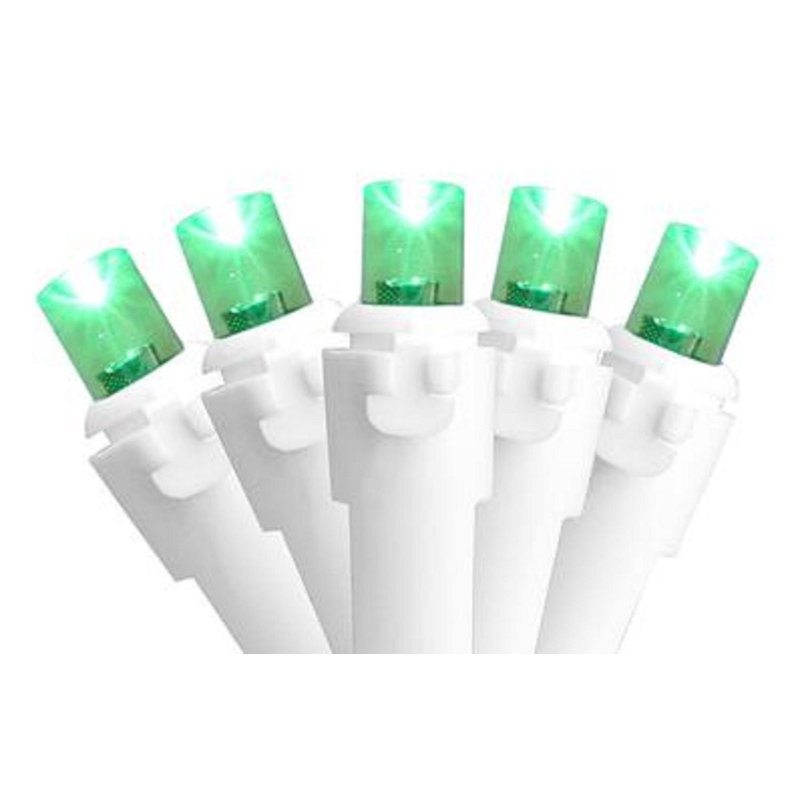 50 lumières DEL de Noël grand angle 16,25 pi fil blanc, Vert