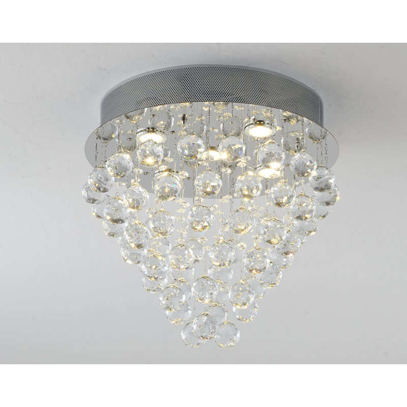 Plafonnier encastré en cristal 6 lumières Transitional, Chrome