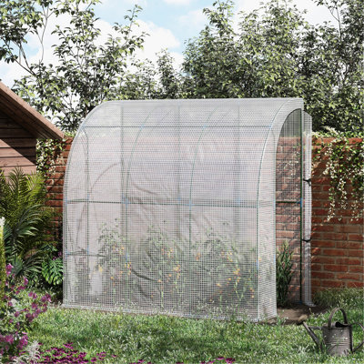 Serre extérieure de 7 pi x 4 pi, blanche avec couvercle en PE - Facilite la croissance des plantes et la protection contre les vents froids. La fenêtre de la serre offre un espace ventilé pour la culture de légumes et de fleurs d'herbes.
