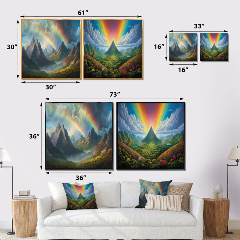 «Consciousness Of The Mountains» - Ensemble de 2 collages carrés, Cadre flottant noir, H 16 po x l 33 po
