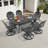 7-Piece Rectangle Cast Aluminum Outdoor Patio Dining Set with Swivel Chairs & Cushions & Umbrella Hole