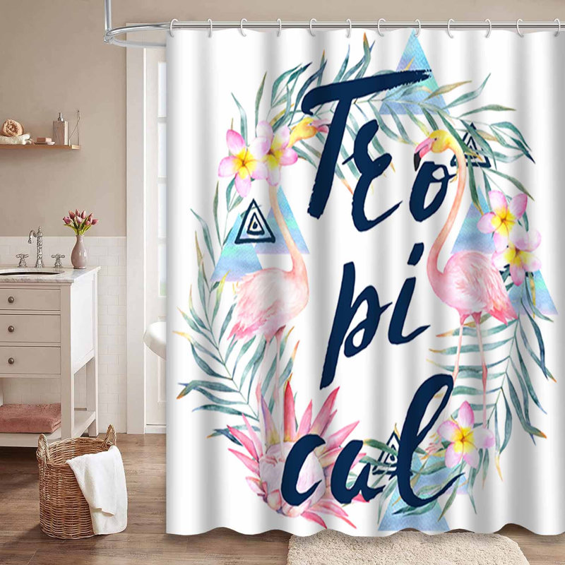 Bannière d'art tropical avec couronne de flamants roses et 12 crochets, L 72 po x l 84 po