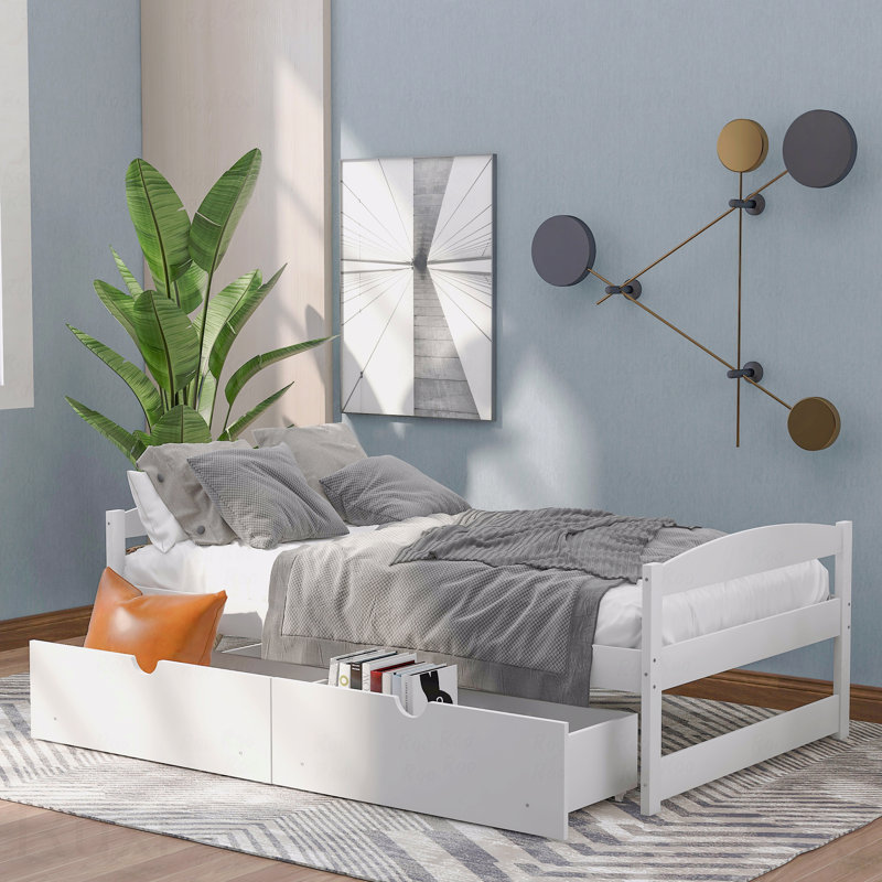Structure de lit plateforme simple, 2 tiroirs de rangement