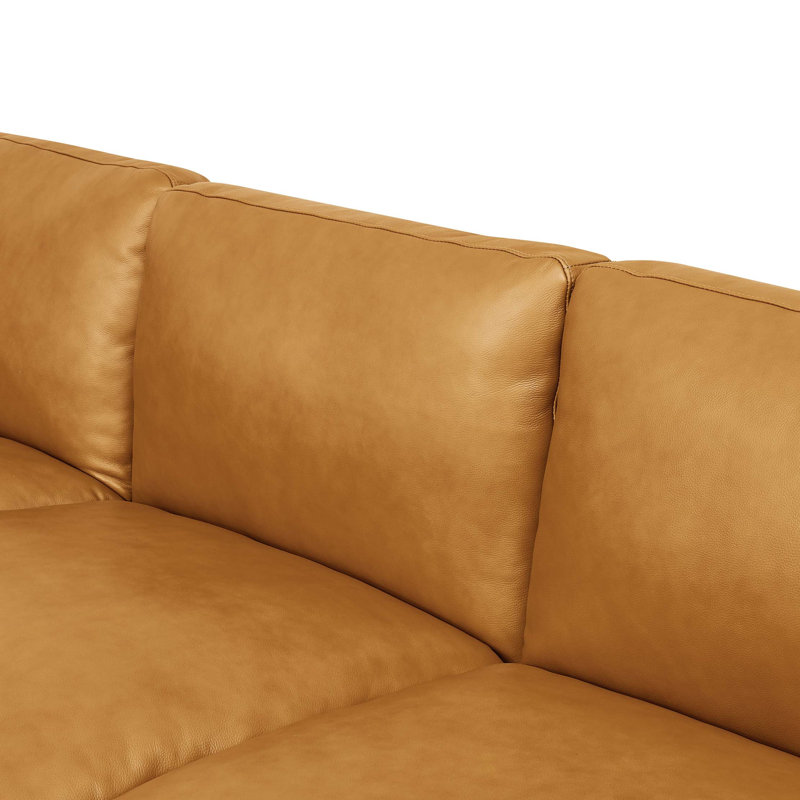 Canapé modulaire assorti en cuir avec accoudoirs carrés, Ginger Top Grain Leather