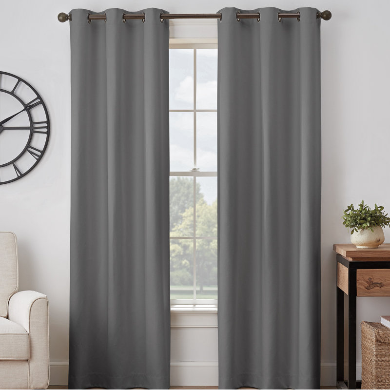 Gabriella Blackout Curtain Single Panel, 40" W  x 84" L, Dark Charcoal